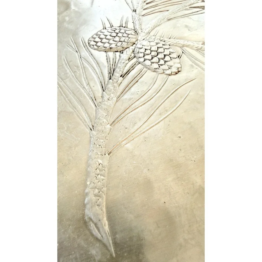 Vintage Hand Forged Everlast Metal Serving Tray Pinecone Branch Design 16 x 10